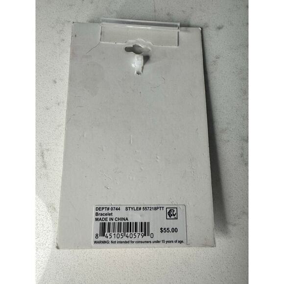 Rose Gold Two-Tone Stainless Steel Crystal "Mother" Heart and Flower Bracelet - Picture 2 of 3